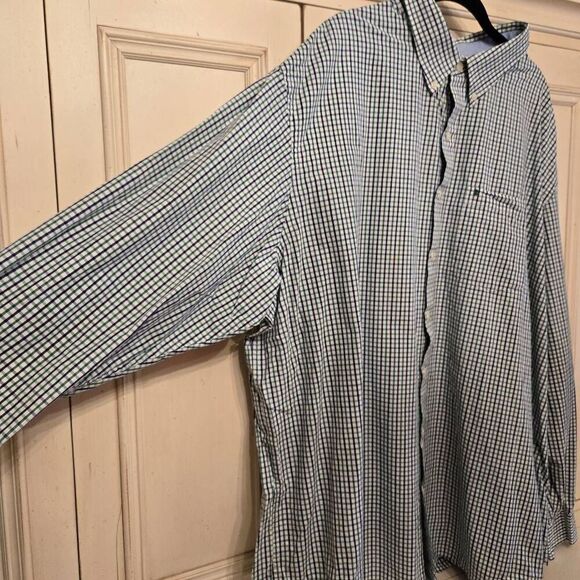 IZOD Plaid Button Doen Green Blue 3XL - Picture 3 of 8